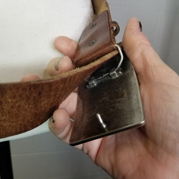 Vtg Mt High buckle brown leather belt main image 6